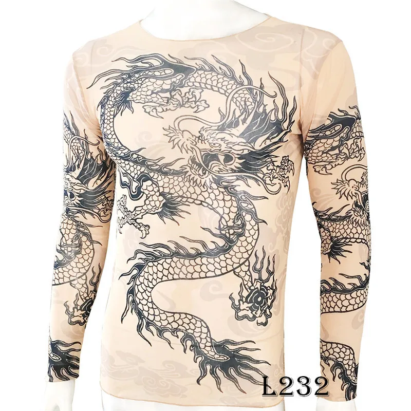 Long Sleeve Tshirt Funny Tattoo 3D Print Streetwear Loose Men