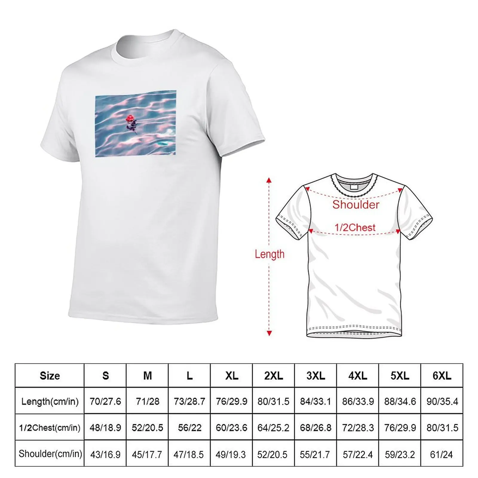 Rose Floating on Water T-Shirt valentines clothes luxury t-shirt mens t shirts casual stylish