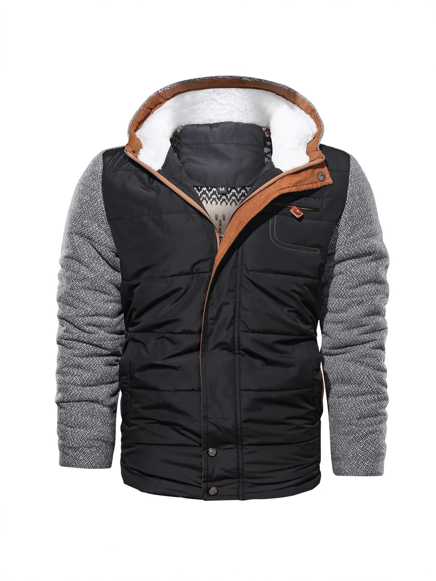 Men's Hooded Zipper Cotton Jacket Trendy Warm Autumn Winter Casual Thickened Youth Side-Sewn Pocket New