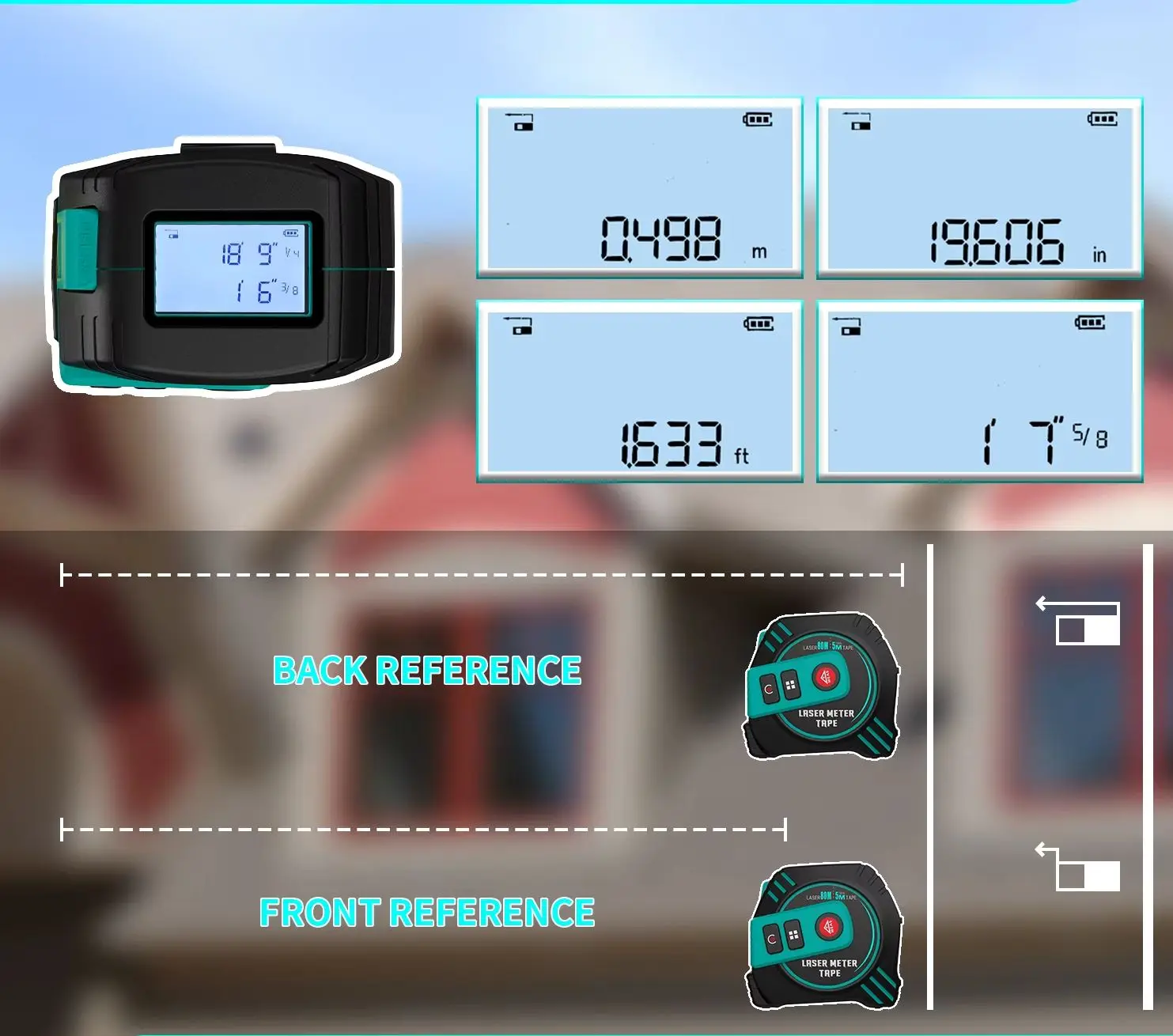 Professional Design 80M Long Range Laser Measure Tool High Precision Digital Laser Measuring Tape with Type-C