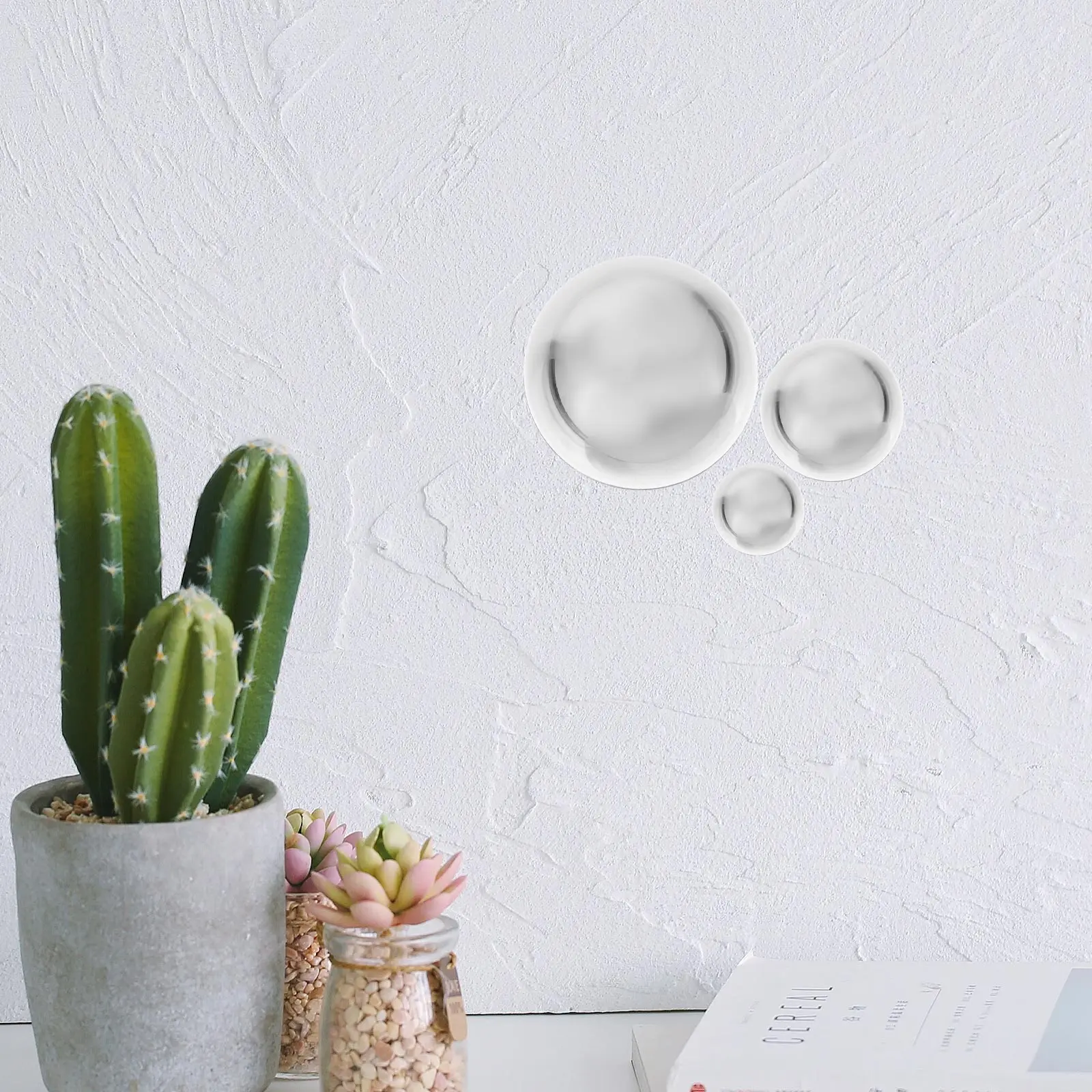 

3 Pcs Stainless Steel Semi-sphere Decoration Balls Hollow Mirror Effect Wall Decor Accessories Corrosion Resistance Polished