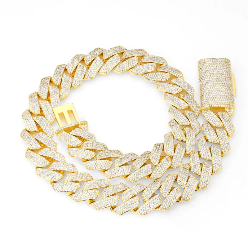 

Men's Hip Hop 4 Rows Cubic Zirconia Bling Iced out 22mm Big Heavy Rhombus Cuban Link Chain Necklace Rapper Jewelry