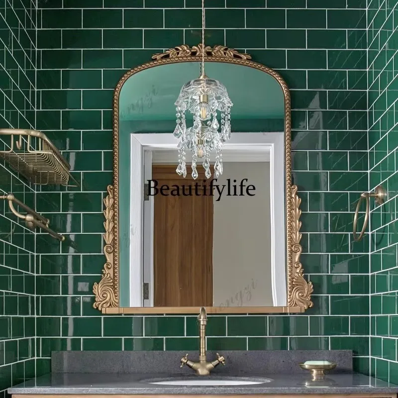 E182 French style retro carved mirror European style bathroom mirror toilet makeup washbasin wall mirror