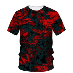 Summer Fashion New Red and Black graffiti graphic t shirts For Men Trend Casual Personality Hip Hop Printed Short Sleeve Tee Top