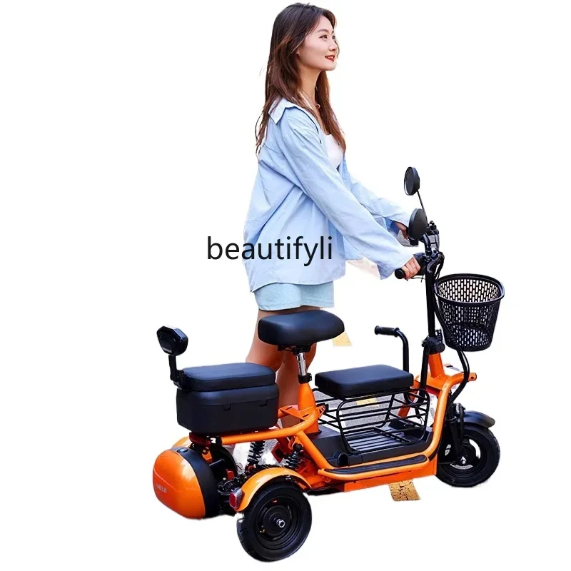 Electric tricycle household adult female parent-child small mini lithium battery the elderly battery car0420