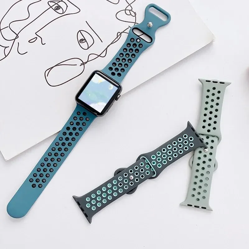 Двойной сменный спортивный силиконовый ремешок для часов Apple IWatch Series