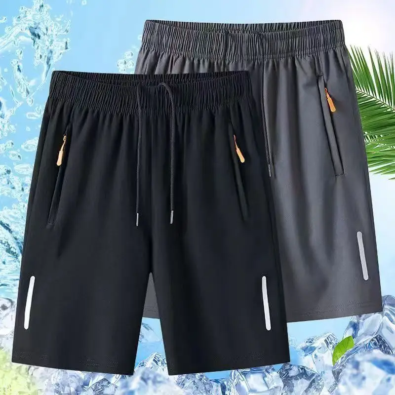 

Men's Summer Short Pants Breathable Lightweight Loose Fitness Casual American Sports Style Elastic Waist Polyester Fiber