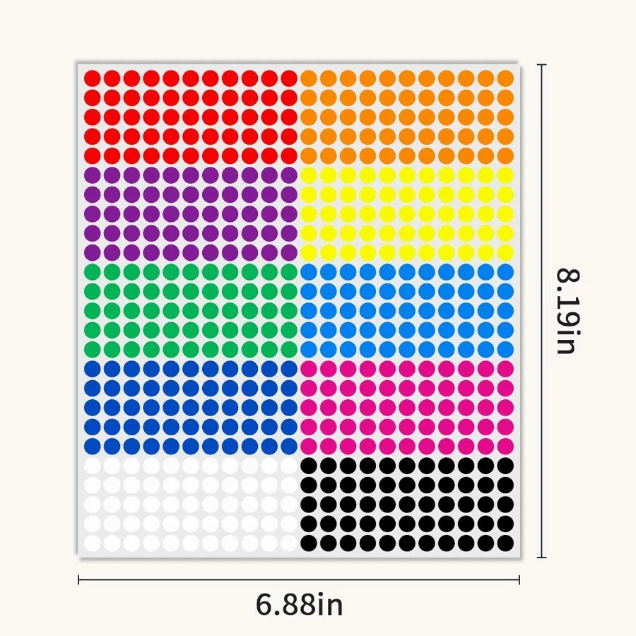 1 4 "تحريك نقطة ملونة صغيرة 2750 قطعة دائرية تحريك صغيرة صغيرة ملصقات ترميز ملونة صغيرة ملونة #3