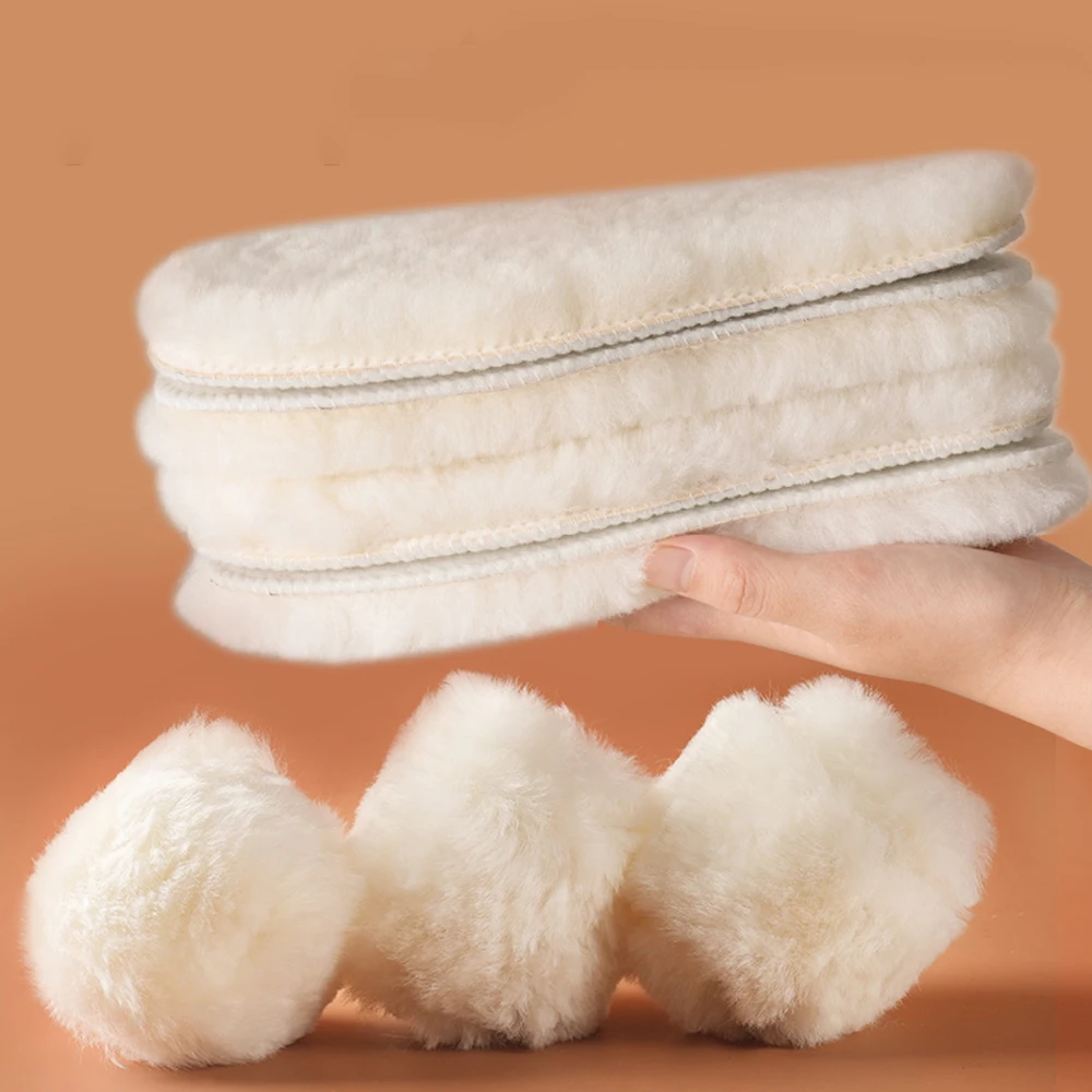 4/2 Stück natürliche Schaffell-Wolleinlegesohlen für Schuhe Männer Winter Füße warm verdicken flauschige Fleece Schuheinlegesohlen Damen Schneestiefel Schuhpolster – Detail 10