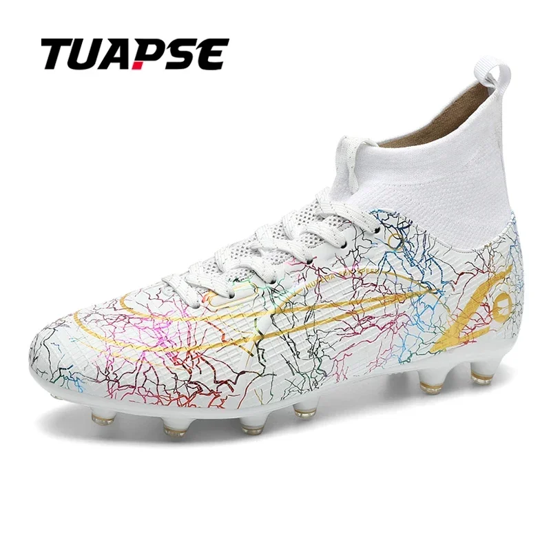 TUAPSE Men's Soccer Shoes FG/TF Training Breathable Comfortable Anti-Skid Youth Adult Professional Grass Cleats Size 31-48