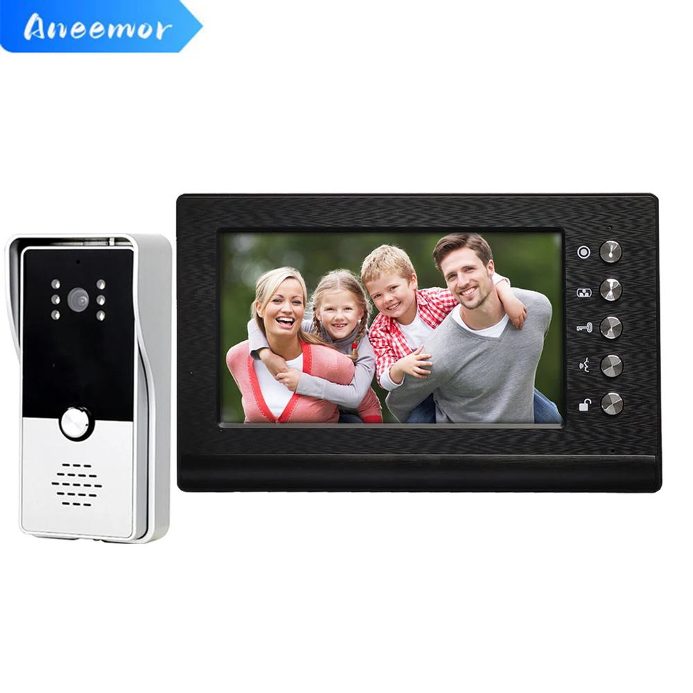 Intercom in a Private House with Electric Lock 7 Inch Wired Video Door Phone Interphone for Villa Home Security Protection