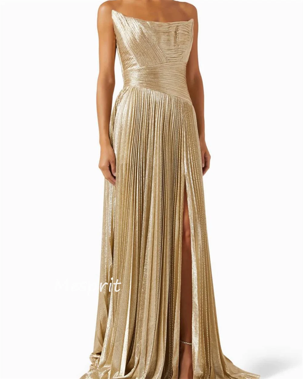 Jiayigong  Prom Satin Draped Cocktail Party A-line Strapless Bespoke Occasion Gown Long Dresses