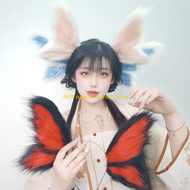 Q39C Elf Butterfly Animal Ear Hairband Soft Plush Design For Masquerades Parties Roleplay Costume Halloween Event Decoration