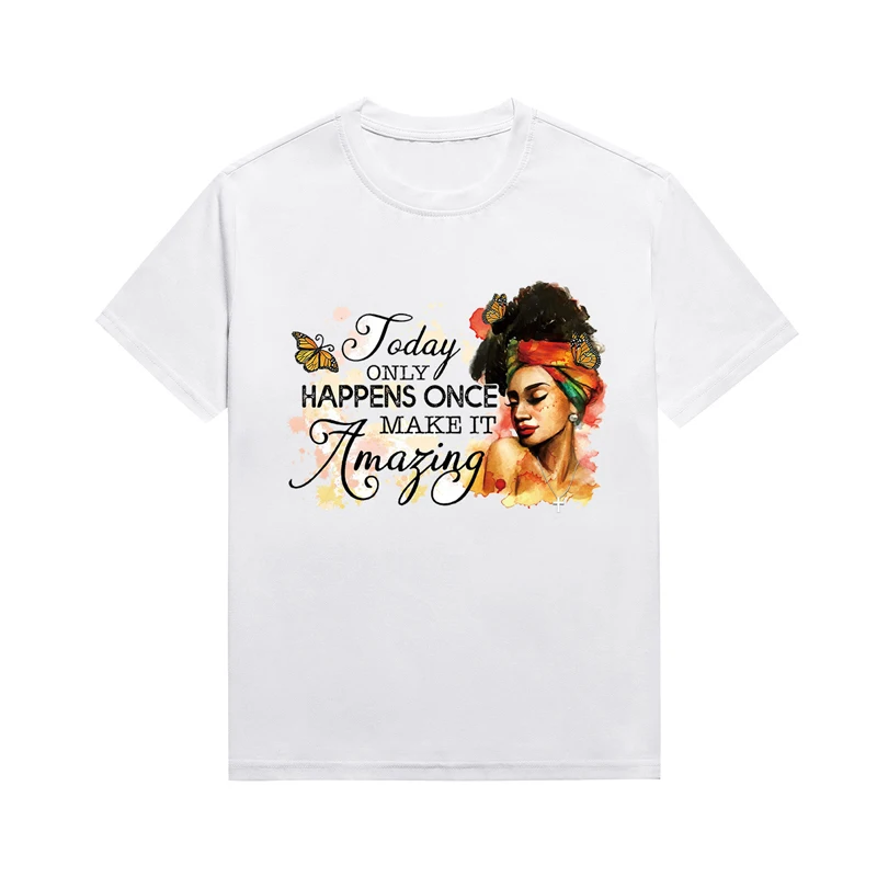 Afro Fashion Queen Melanin Female Top Harajuku Sexy Aesthetics Women Tees Custom Cotton T Shirt