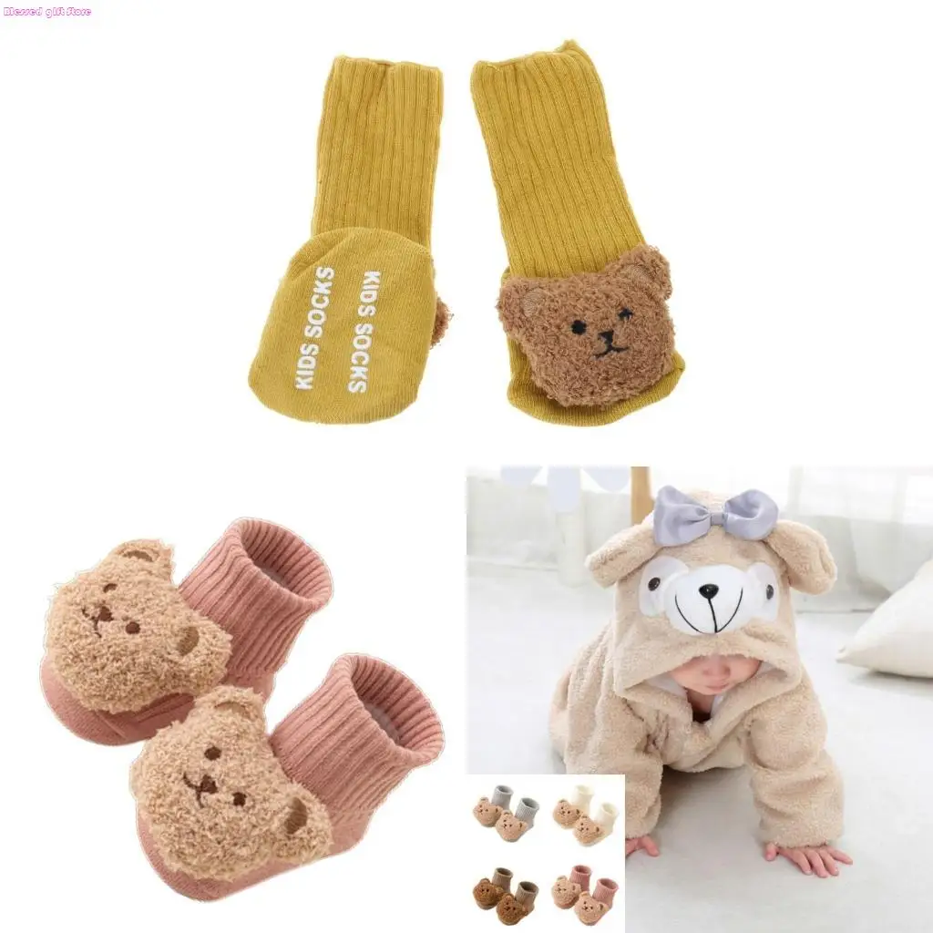 D0JC 1 Pair Anti-slip Cotton Socks Soft and Breathable Warm Shoes Socks