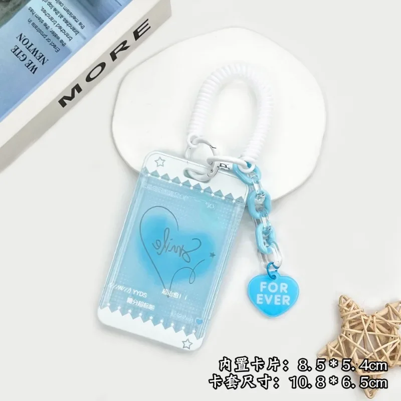 Chic Korean Kpop Idol Photocard Holder with Lanyard Sweet Heart Style Family Friend Photo Card Cover Case ID Bus Card Protector