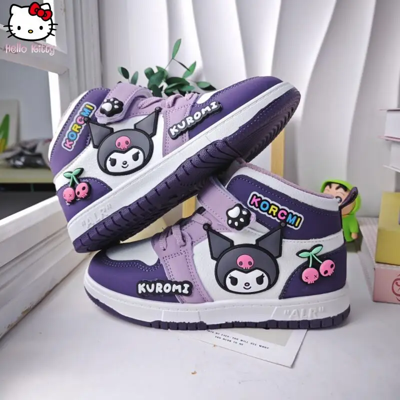 

Sanrio Kuromi/детская обувь, осенне-зимняя новая спортивная обувь с героями мультфильмов для девочек, аниме, толстая теплая повседневная обувь, модные туфли для доски