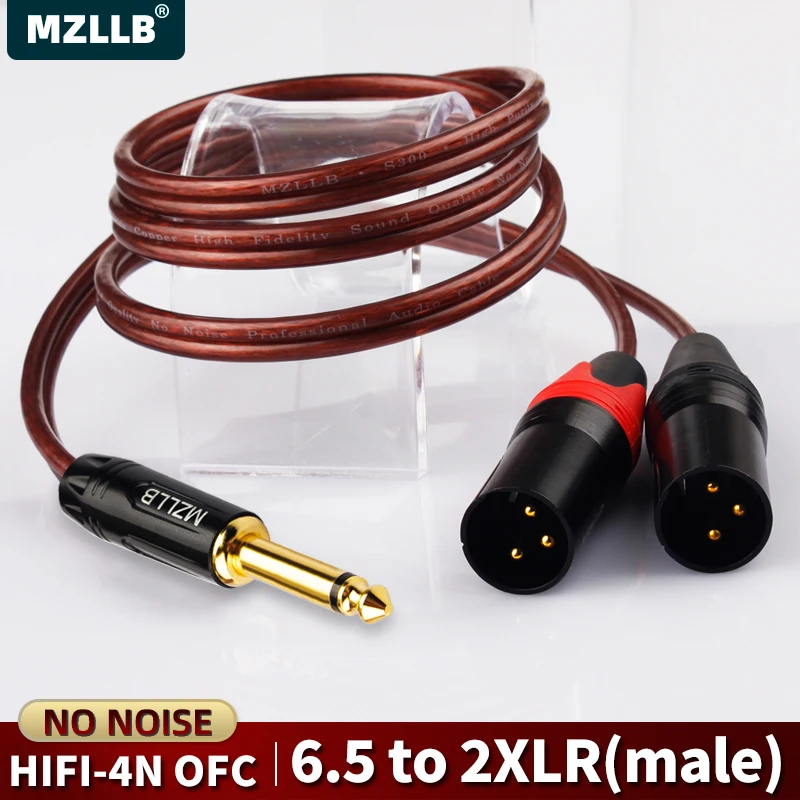 

MZLLB 6.5mm to dual XLR male audio cable 2XLR to 6.35 HIFI OFC Electronic keyboard / wind instrument connected to AMP Speakers