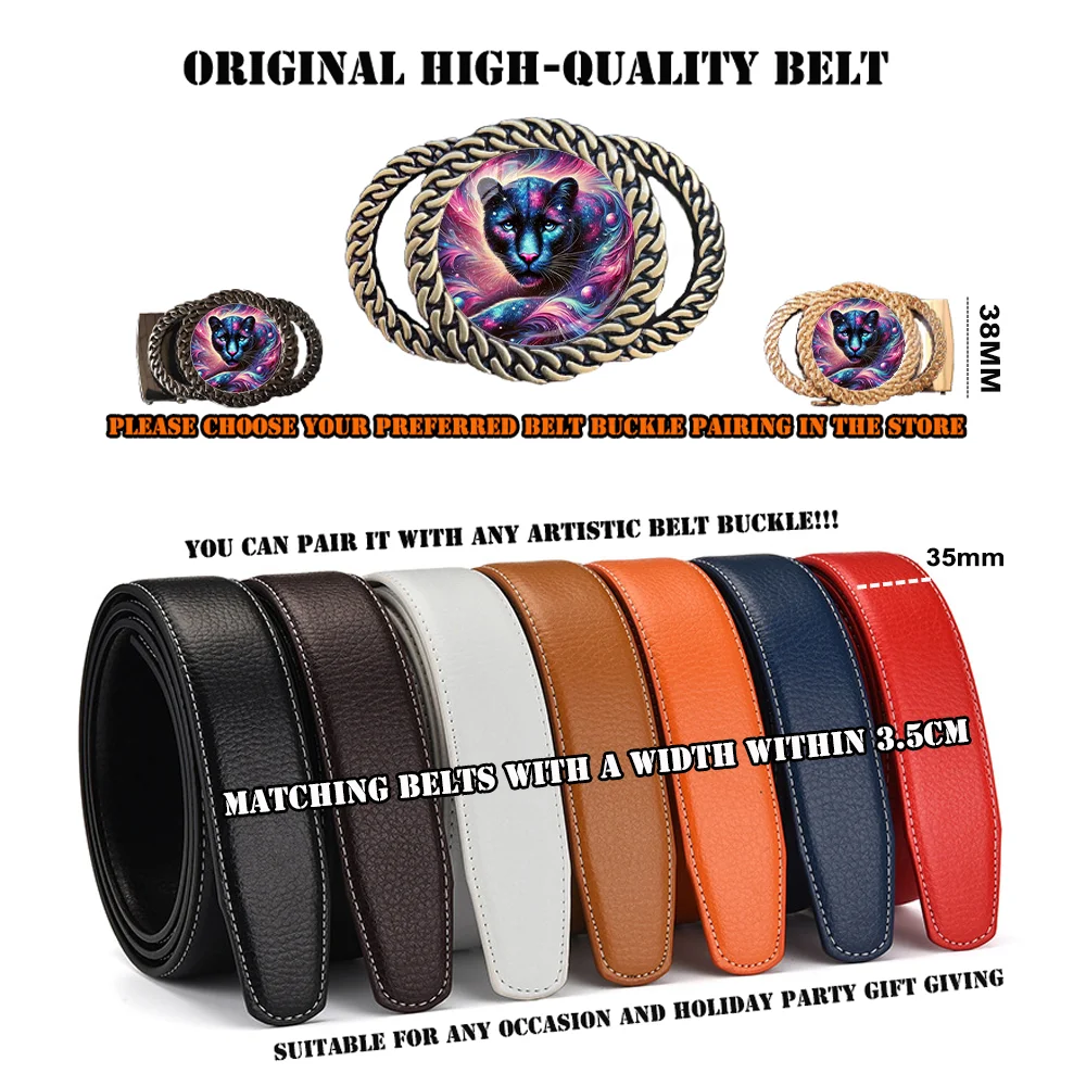 Hebilla de cinturón con trinquete automático de leopardo colorido, accesorio de cintura personalizado a la moda, el mejor regalo para amigos