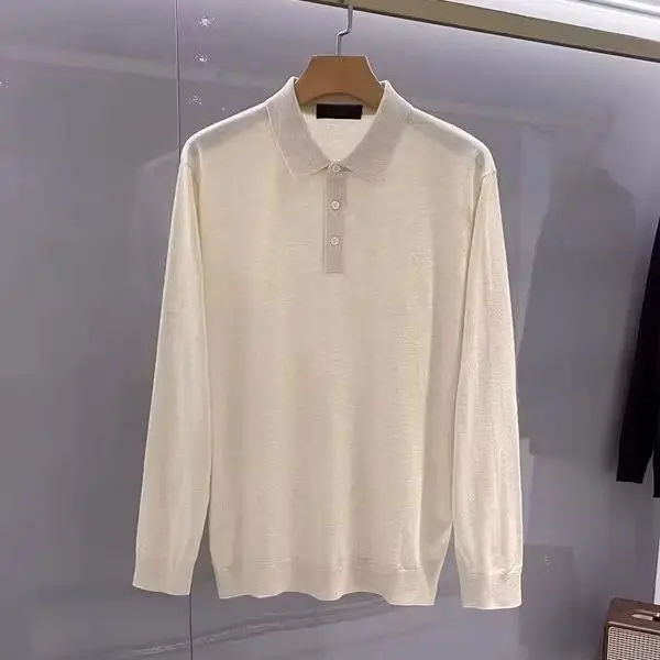 

LP шерстяная рубашка-поло с длинными рукавами из итальянской шерстяной пряжи с лацканами