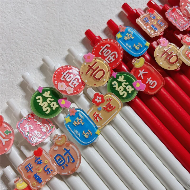 36PCS  Cute character cartoon pen inspirational new year pen press water pen red examination pen student pen