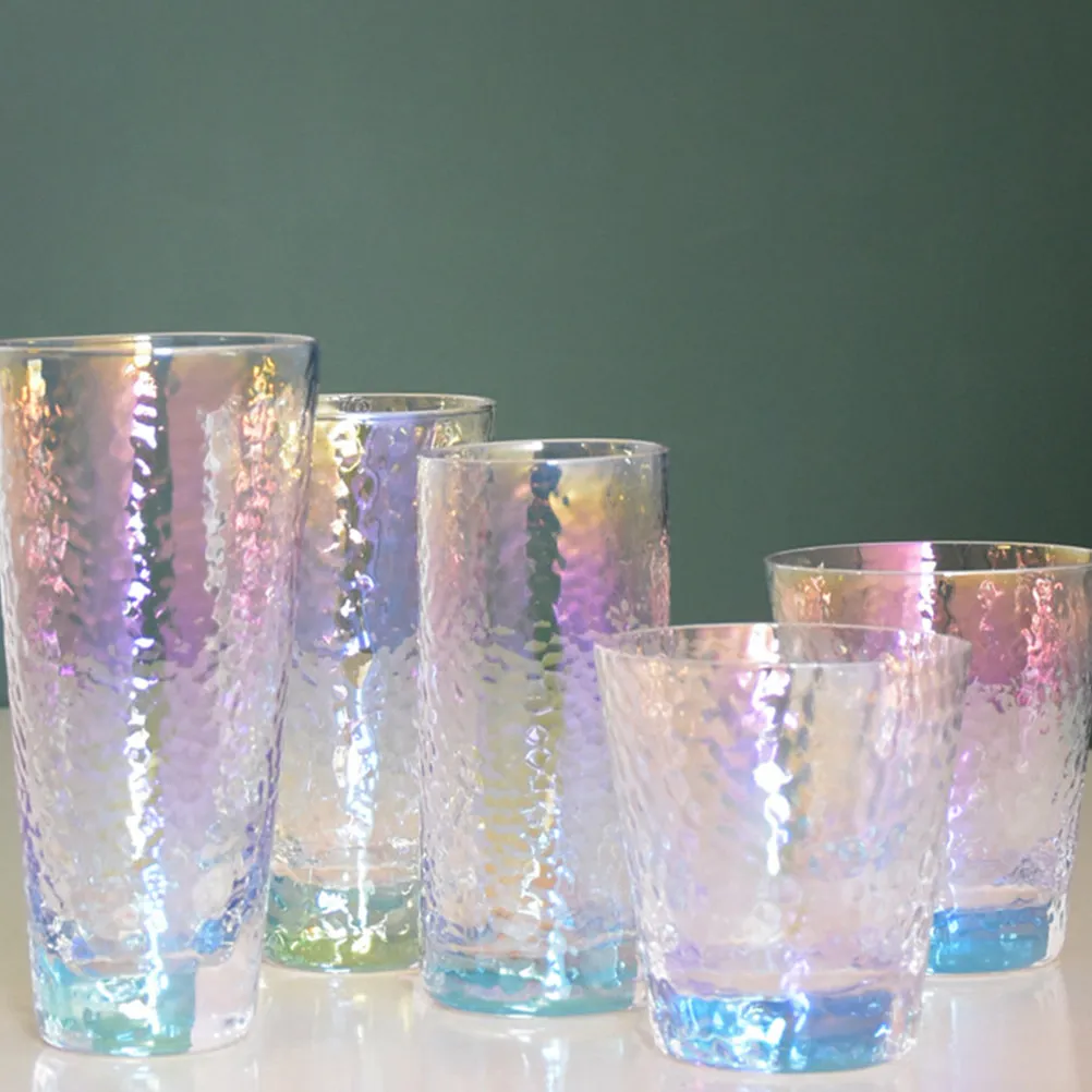 Tazas de Vidrio Transparente de 330 ml con Asas, Vasos Coloridos para Beber Agua, Café