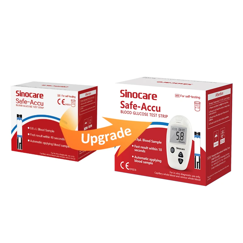 300/200/100PCS Sinocare Safe-Accu Blood Glucose Test Strips and Lancets for Diabetes Tester