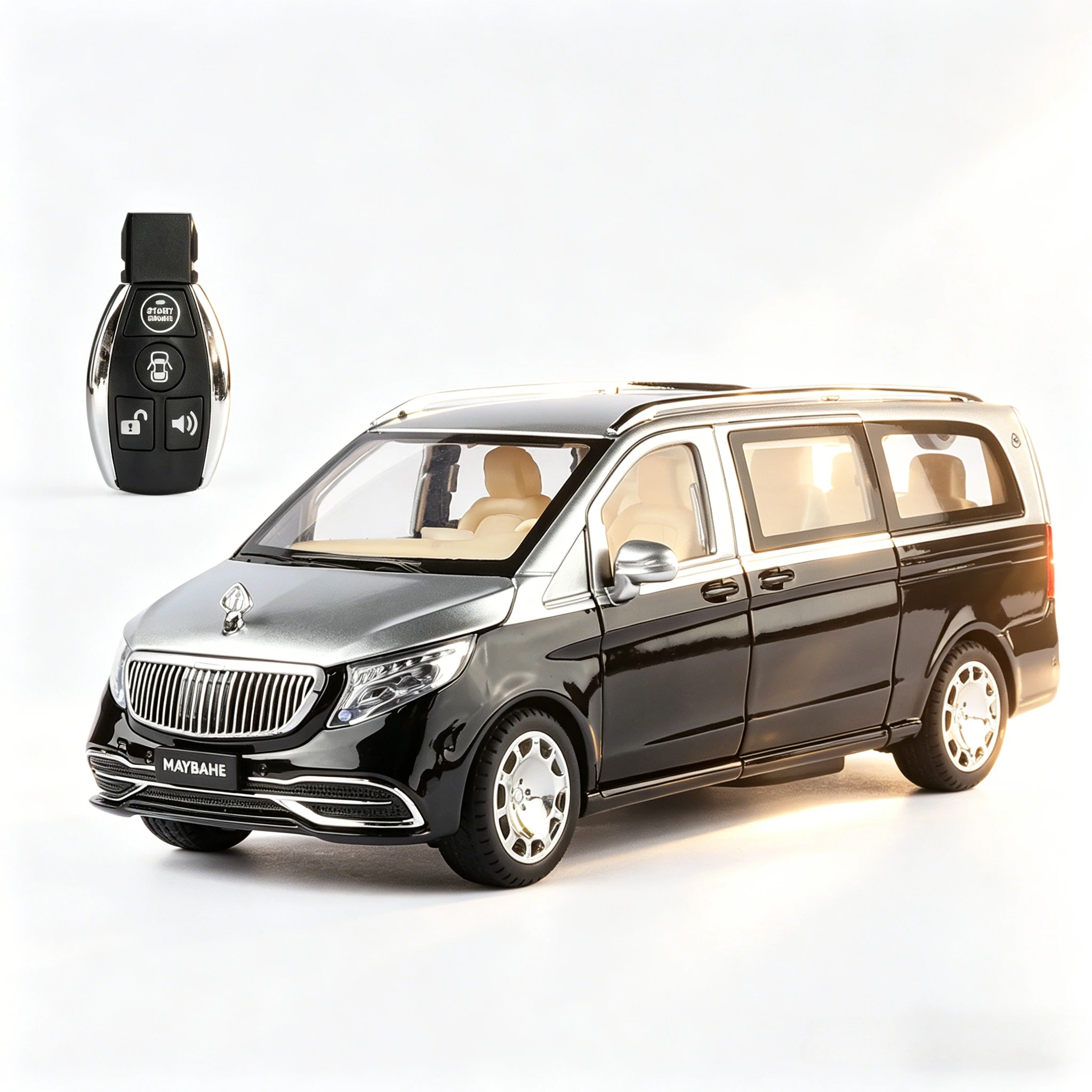 

Key Control 1:24 Maybach VITO VS680 MPV Alloy Luxy Car Model Diecasts Metal Vehicles Car Model Simulation Sound Light Kids Gift
