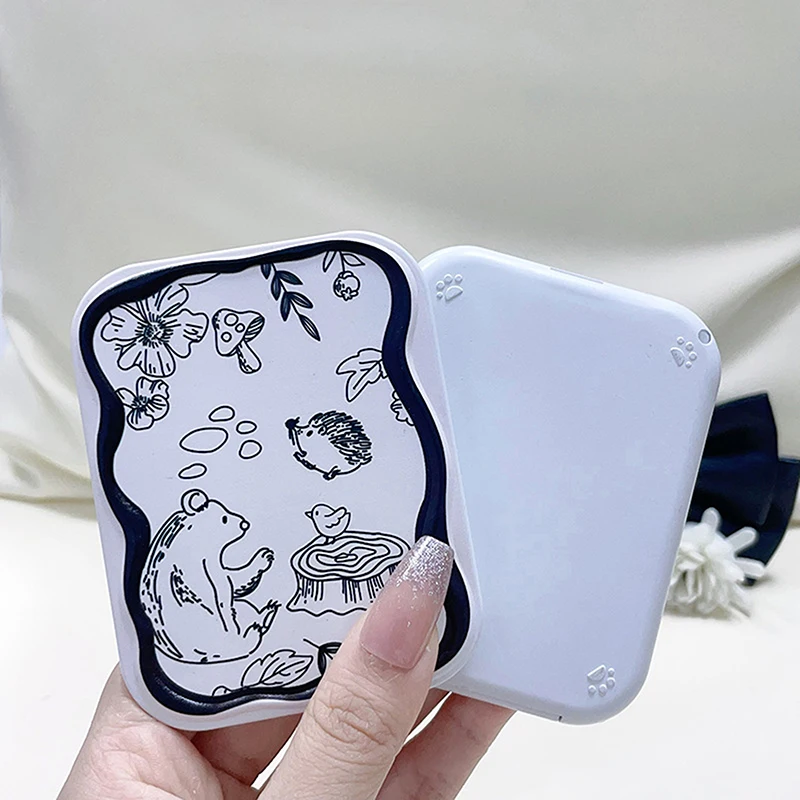 Semplice riccio Flip-Top specchio per il trucco pieghevole specchio tascabile portatile specchio cosmetico rettangolare con pettine per donne ragazze