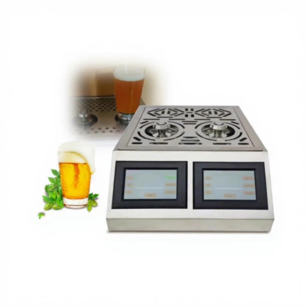

Bottoms up Beer Dispenser Double Taps Outlets Automatic Beer Dispenser Bottom in Beer Cup Filler Cup Bottom Filling Machine
