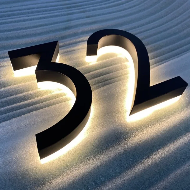 Outdoor Led House Number Sign Personalized Address Number Signs Metal BackLit Numbers Plaques for Home Hotel Room Door Decor