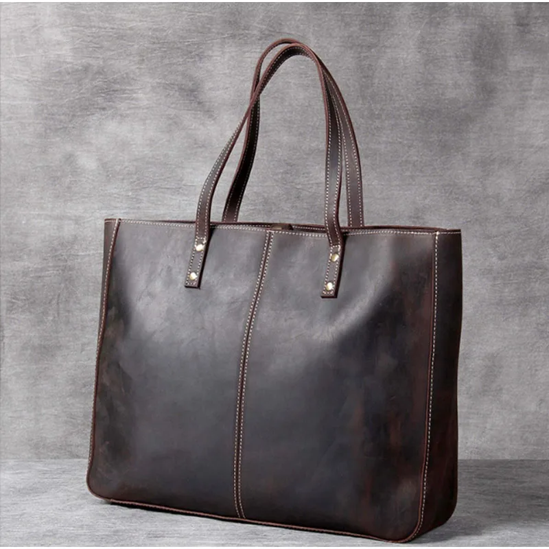 

Retro minimalist top layer cowhide large capacity luxury handbag, new leather casual shoulder bag