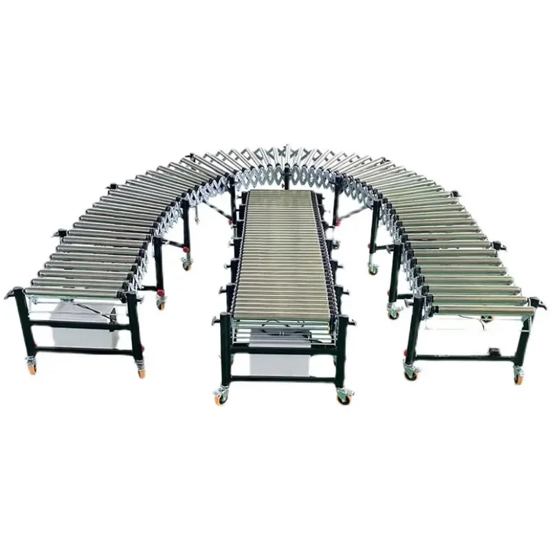 Roller conveyor, telescopic conveyor belt can be lifted and turned, cargo sorting and unloading artifact loading line