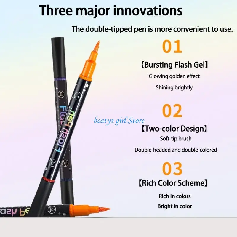 مجموعة أقلام تحديد فلاش C7AB ذات نهاية مزدوجة مع مجموعة أقلام تحديد أكريليك تتميز بميزة التوهج الليلي