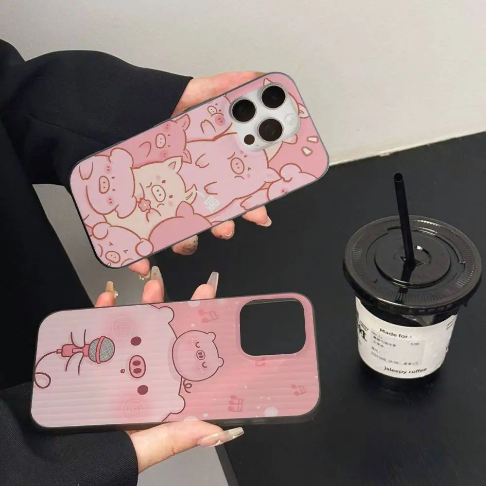 Cartoon The Little Lulu Piggy Phone Case For IPhone 11 12 13 14 15 16 17 Pro Max Plus Ripple Silicone Bumper Cover