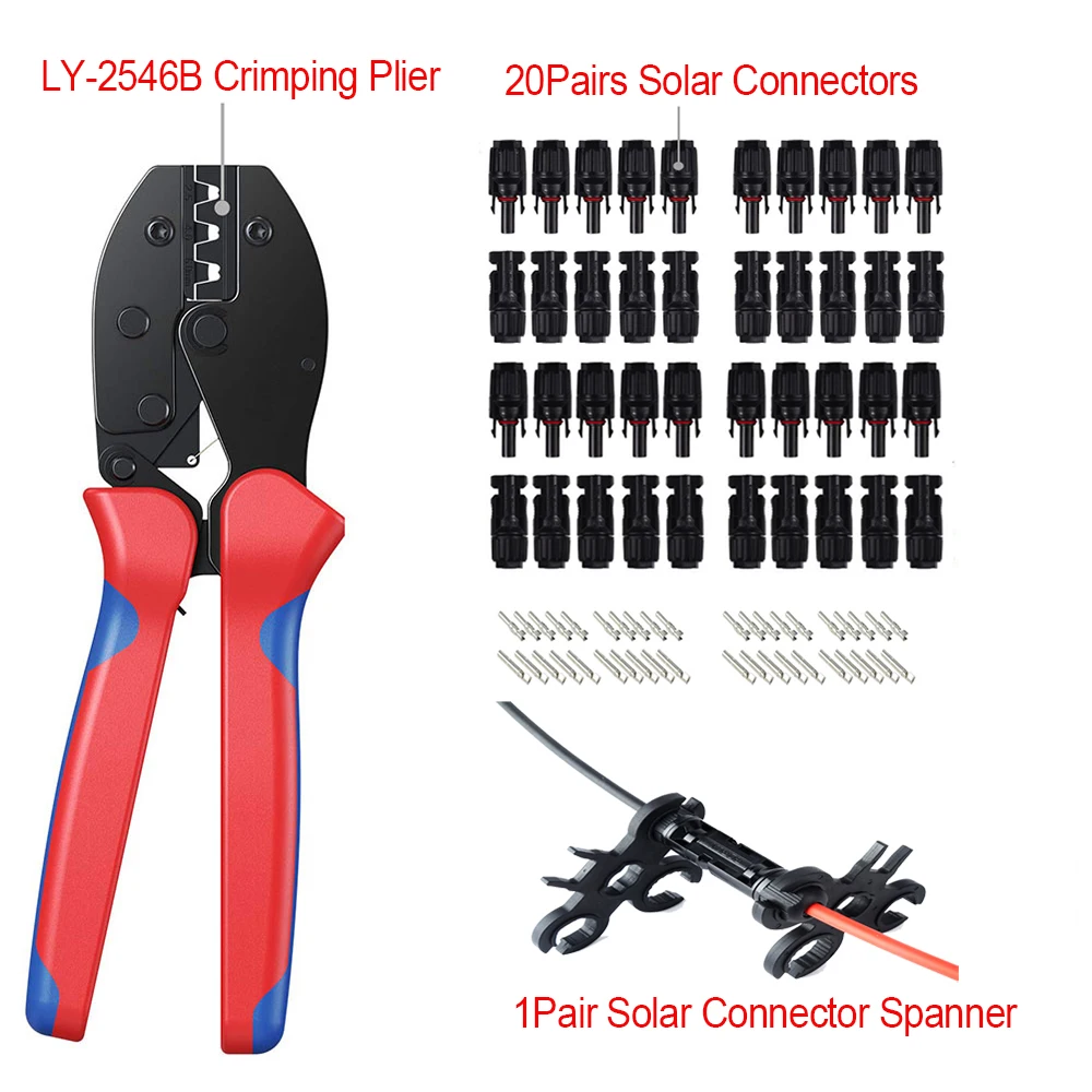 2/3/4 IN 1 Y Branch Connector 2/3/4/5/6 To 1 Branch parallel Male and Female Solar PV Connectors Crimping Stripping Pliers Tools