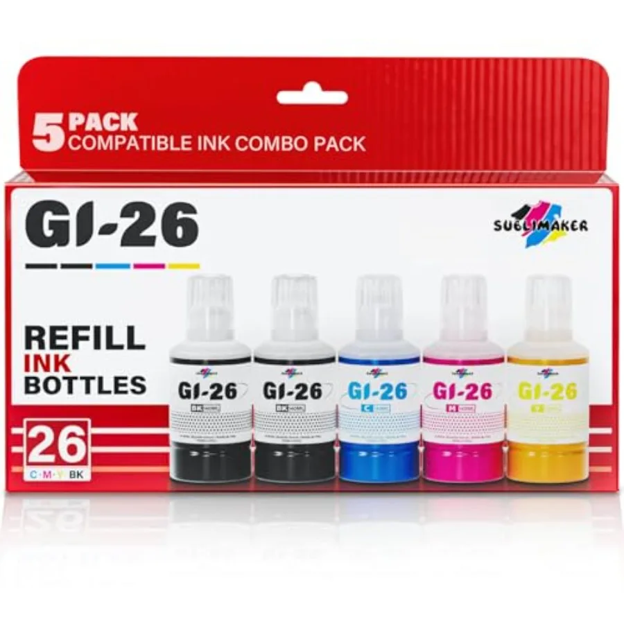 

Набор бутылок для заправки чернил GI-26 GI26, совместимый с Canon MegaTank GX7021 GX6021 GX7020 GX6020 GX4020 GX5020 GX3020 GX5120 GX6120