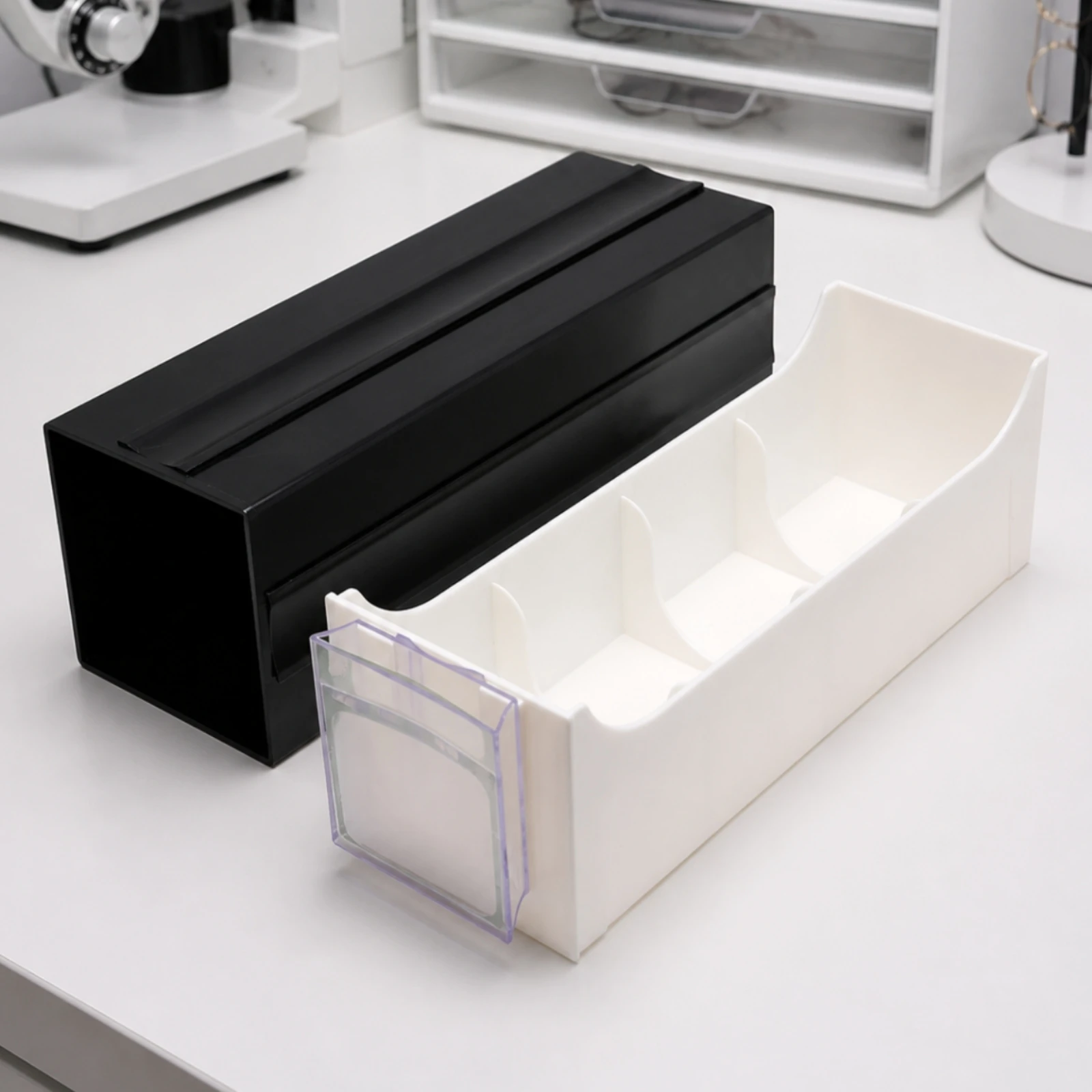Lens Storage Box with Pull-out Drawer Space-Saving Lens Storage Box with Label Holder Large Capacity Sturdy