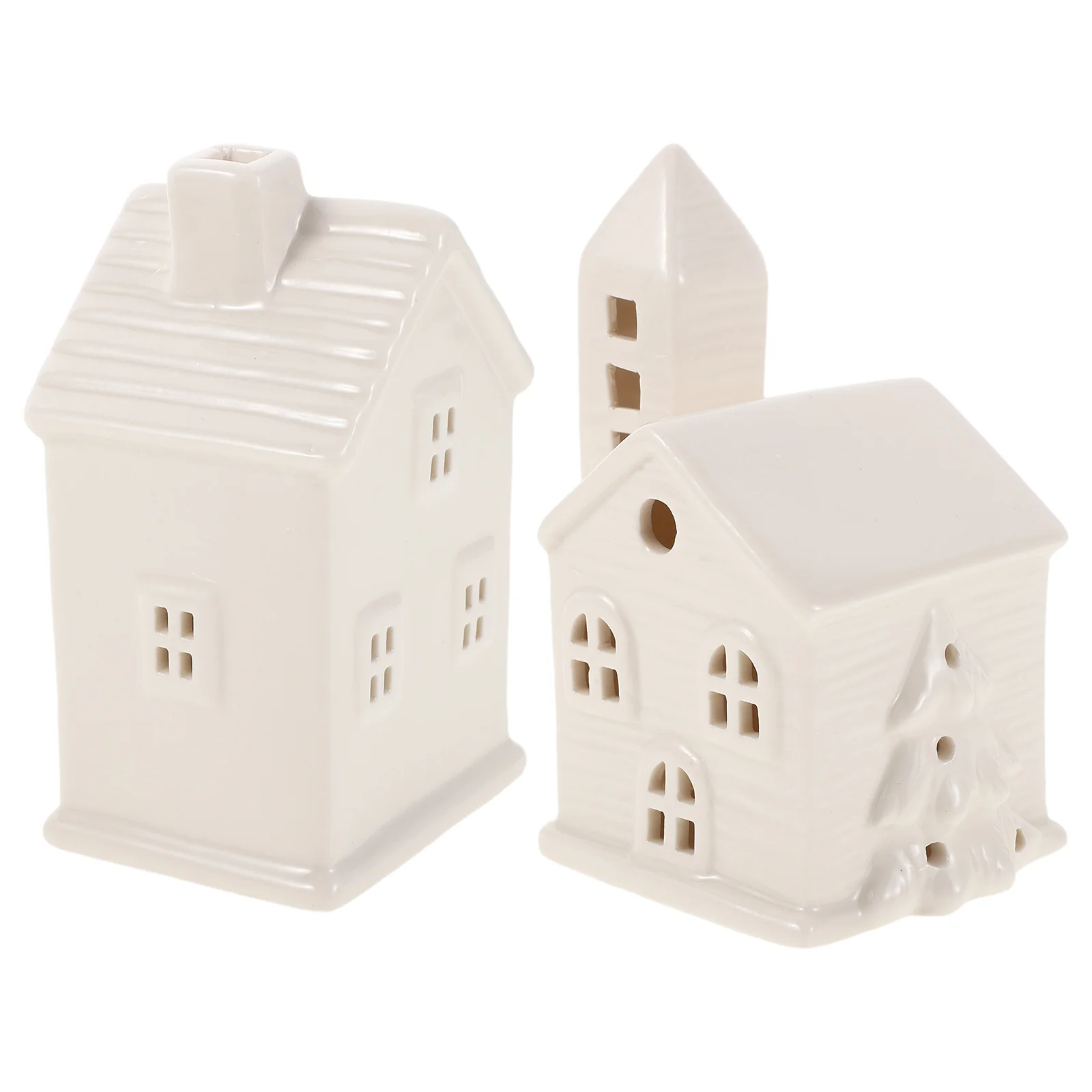 

2Pcs Ceramic LED Christmas Village Houses Elegant Porcelain Mini Holiday Hanging Ornaments Christmas Decor Indoor Glowing House