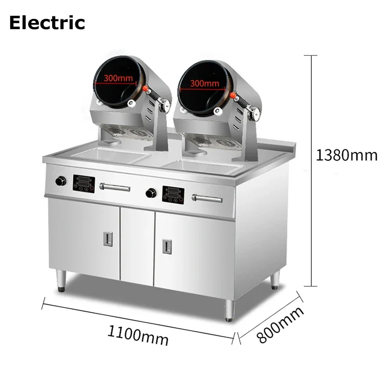 Commercial Cooking Machine Drum 304 Stainless Steel Body Non-Stick Frying Pan Fully Automatic Intelligent Cooking Robot