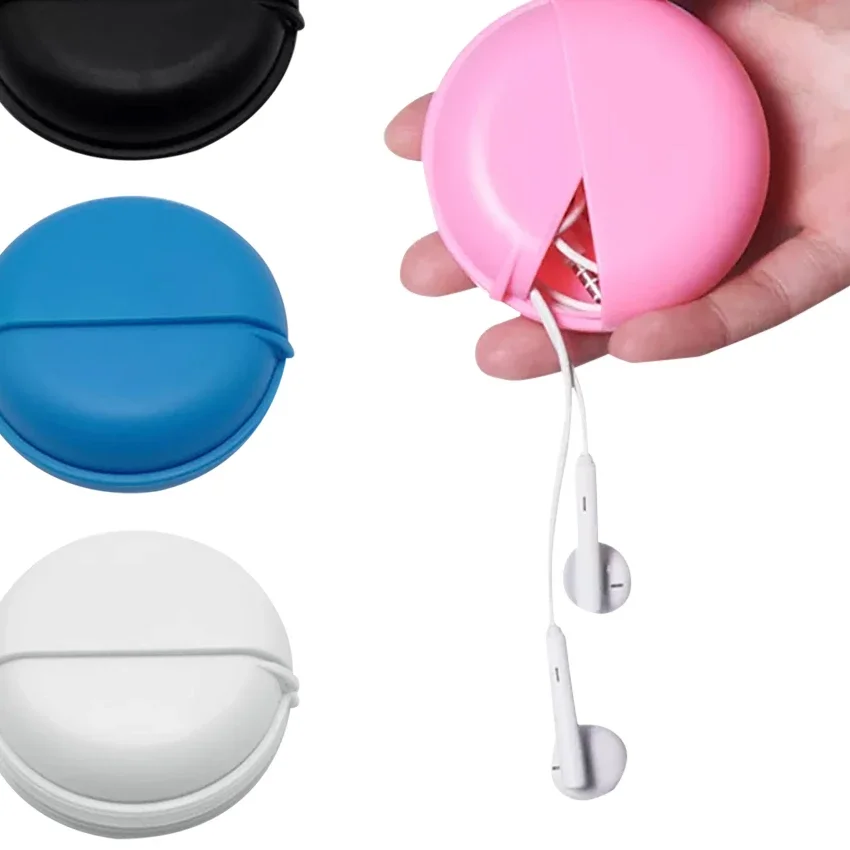 Multi-function Round Shaped All In Order Earphone Case Rotating Storage Jewelry Protective Wire Cable Organizer Data Line Box