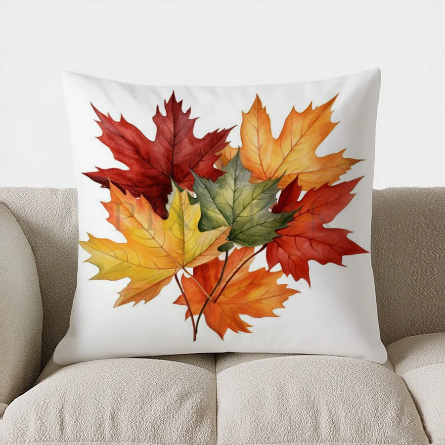 Home Decor Autumn Maple Leaves Decorative Digital Pillow Pattern Cushion Cover Suitable for Sofa Bedroom Car Pillow Cover