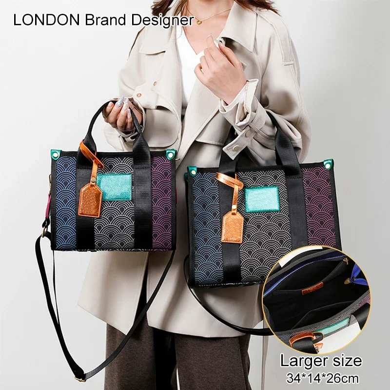 London Canvas Tote Bag, 2024 New Large Capacity, Luxury Designer Brands Women's Handbag Fashion Shoulder Bag Firmate