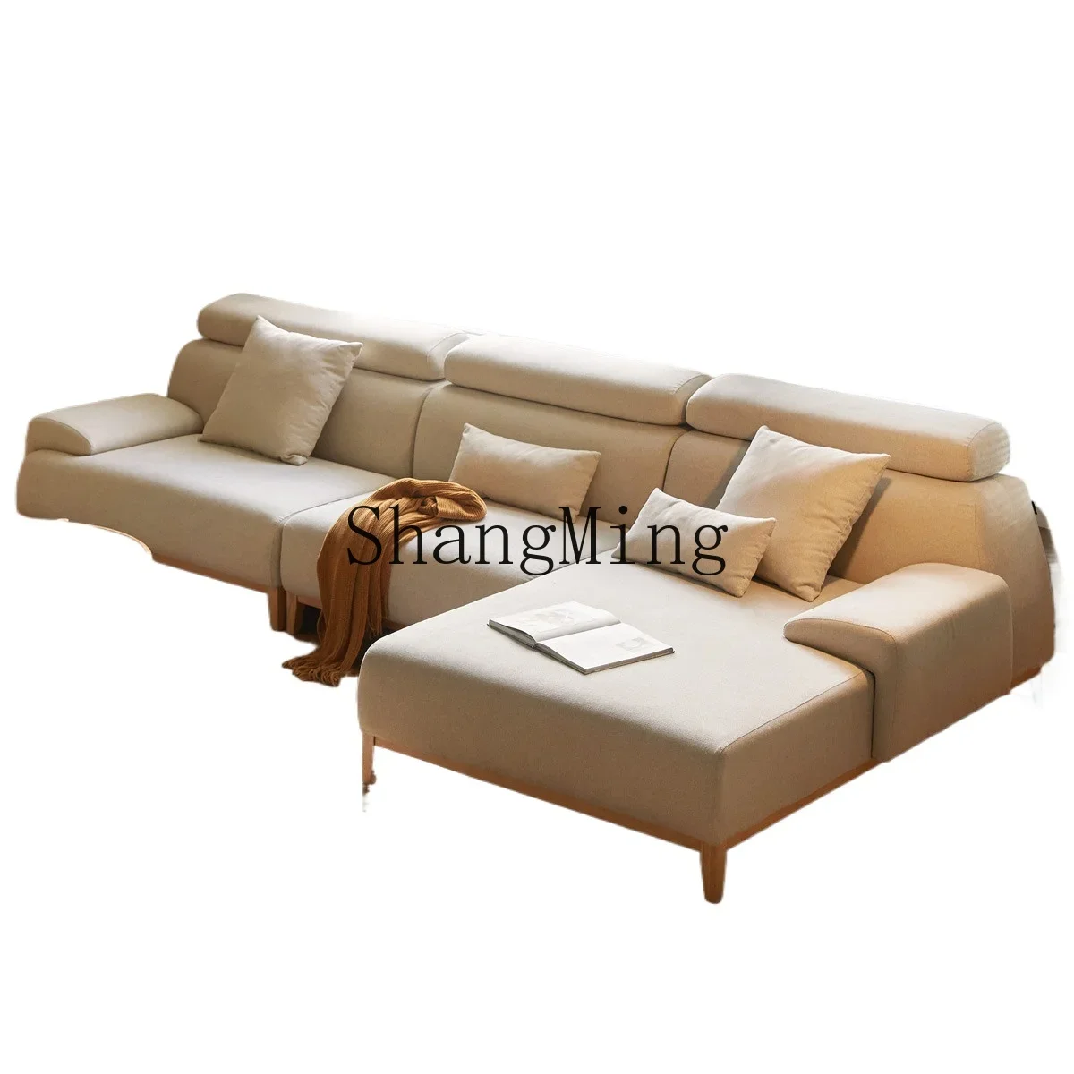 ZZJ simple high-value fabric sofa large apartment living room balcony furniture high backrest comfortable corner sofa