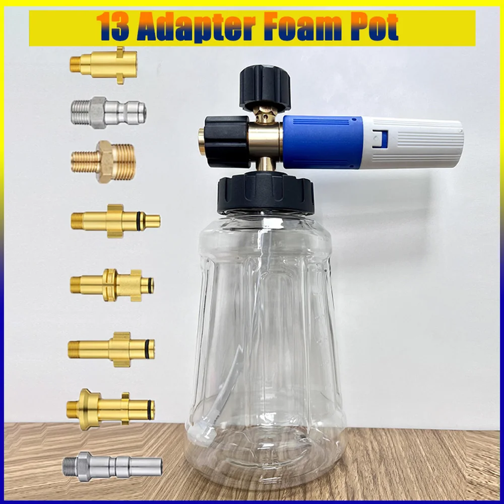 Varies Adapters Transparent Foam Kettle for Karcher/ Bosch/Nilfisk/Lavor/ Elitech High Pressure Foam Gun Car Wash Tool Sprayer