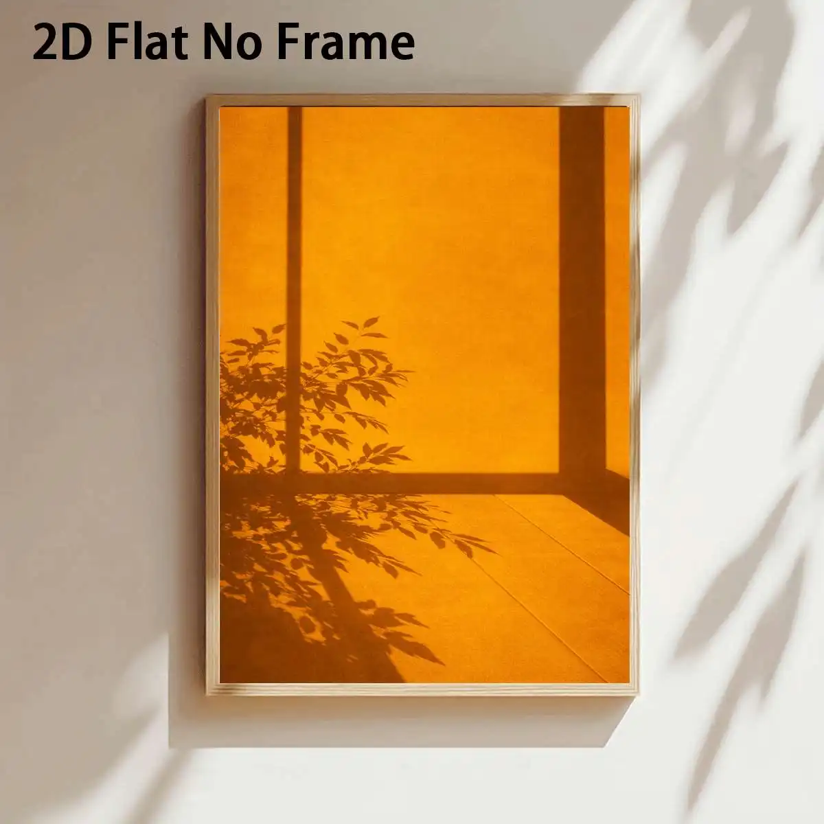 2D Flat Frameless Sunlight & Plant Shadow Canvas Art Posters Minimalist Abstract Canvas Printing for Living Room Home Decortions