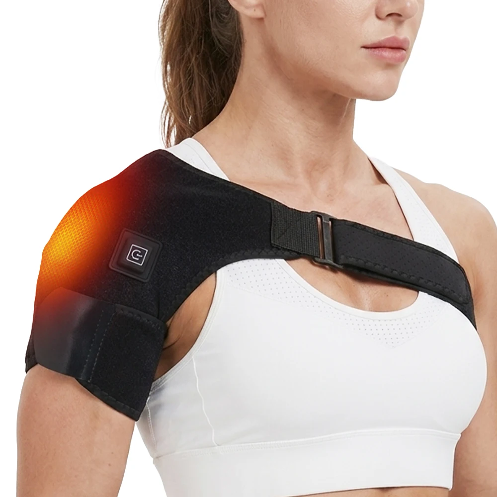 Electric Heated Shoulder Wrap, USB Powered Heating Shoulder Brace for Pressure Relief, Left & Right Shoulder Pad for Men & Women