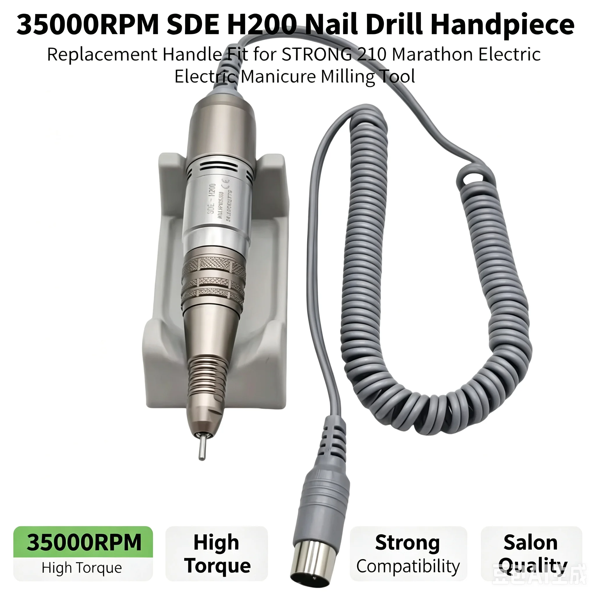 SDE H200 35000RPM Elektrischer Maniküre-Bohrstift, Kompatibel mit STRONG 210 Marathon Nagelfräser-Griff