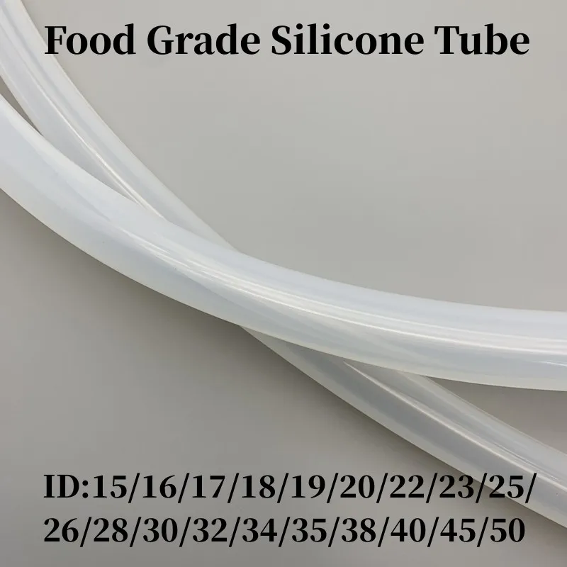 Silicone tubo ID 15/18/20/25/30/40/45/50mm FoodGrade bebida flexível tubulação temperatura resistência Nontoxic tubo transparente