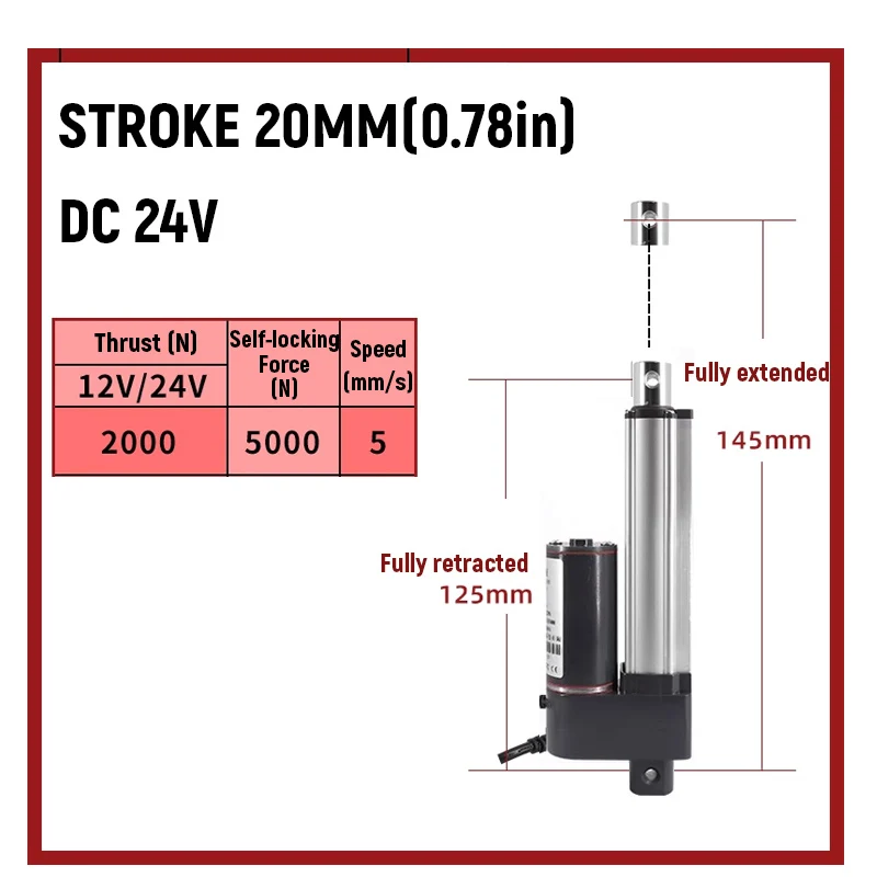 Electric Linear Actuator Motor DC 24V 30-100mm Stroke Linear Actuator Push Linear Drive Motor with Bracket 2000N